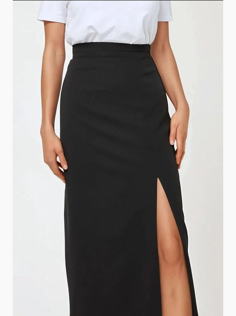 Maxi bodycon rok met split hiccup Zwart - Kiabi
