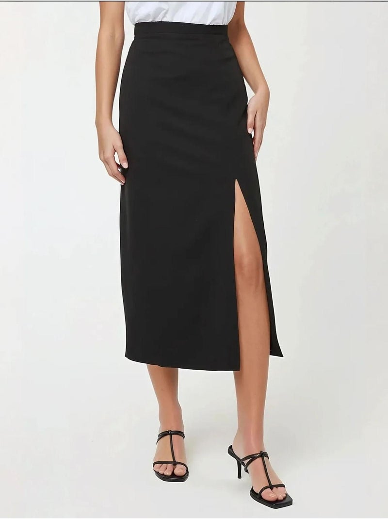 Maxi Bodycon Rok met Split Zwart - Kiabi