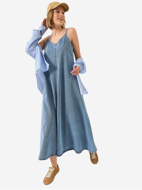 Maxi denimjurk met v-hals en knoopsluiting lucci - Kiabi