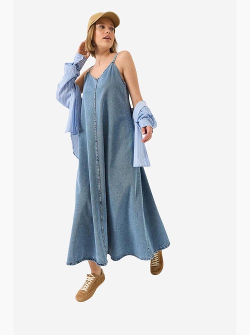 Maxi denimjurk met v-hals en knoopsluiting lucci - Kiabi