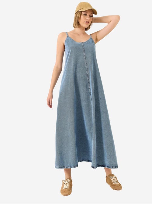 Maxi denimjurk met v-hals en knoopsluiting lucci - Kiabi