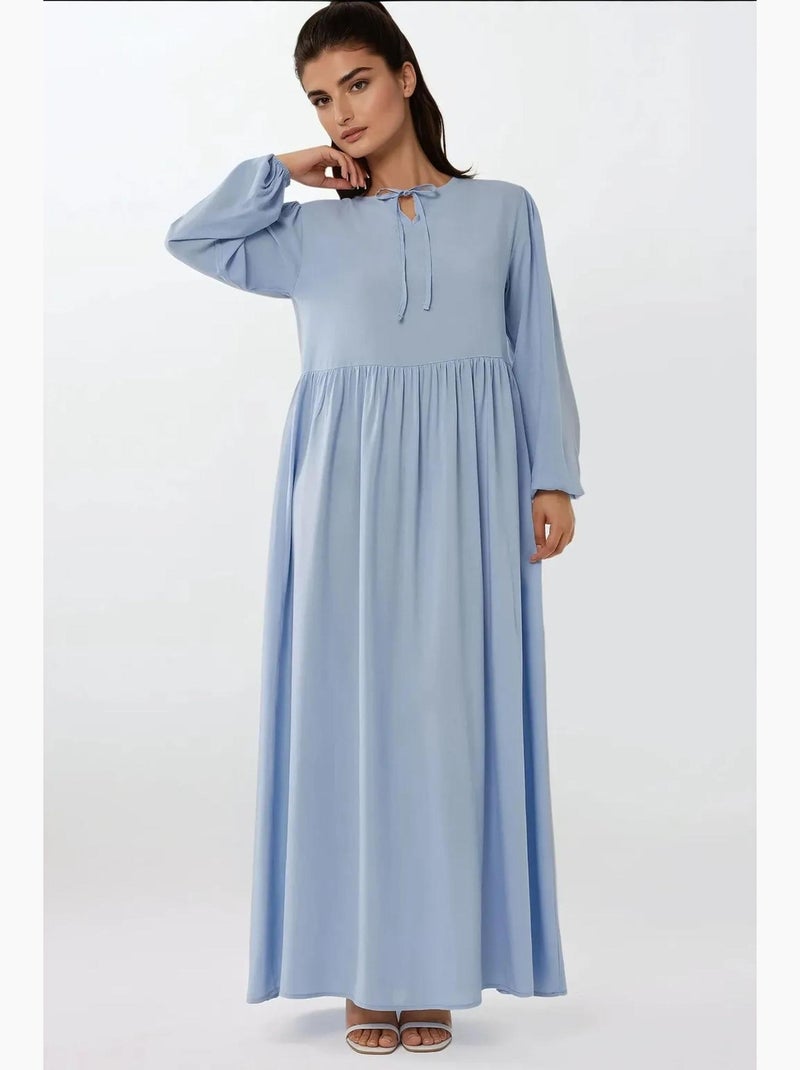 Maxi-jurk met a-vorm en ronde hals hiccup Blauw - Kiabi