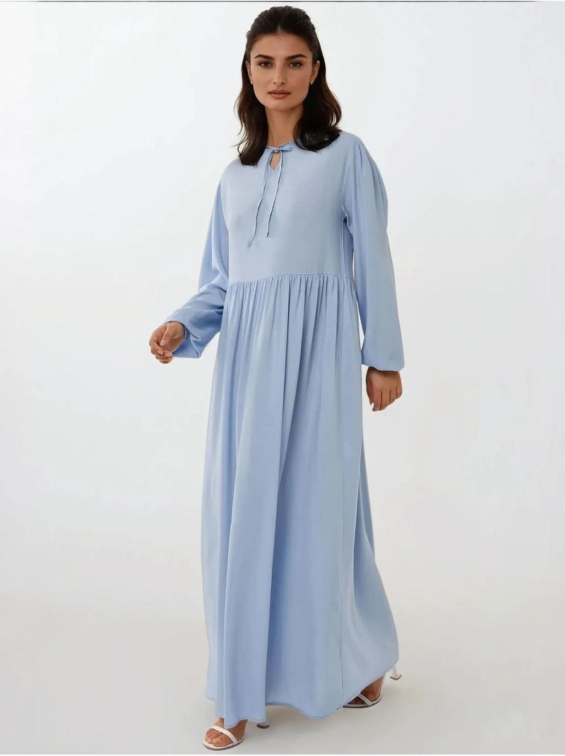 Maxi-jurk met a-vorm en ronde hals hiccup Blauw - Kiabi