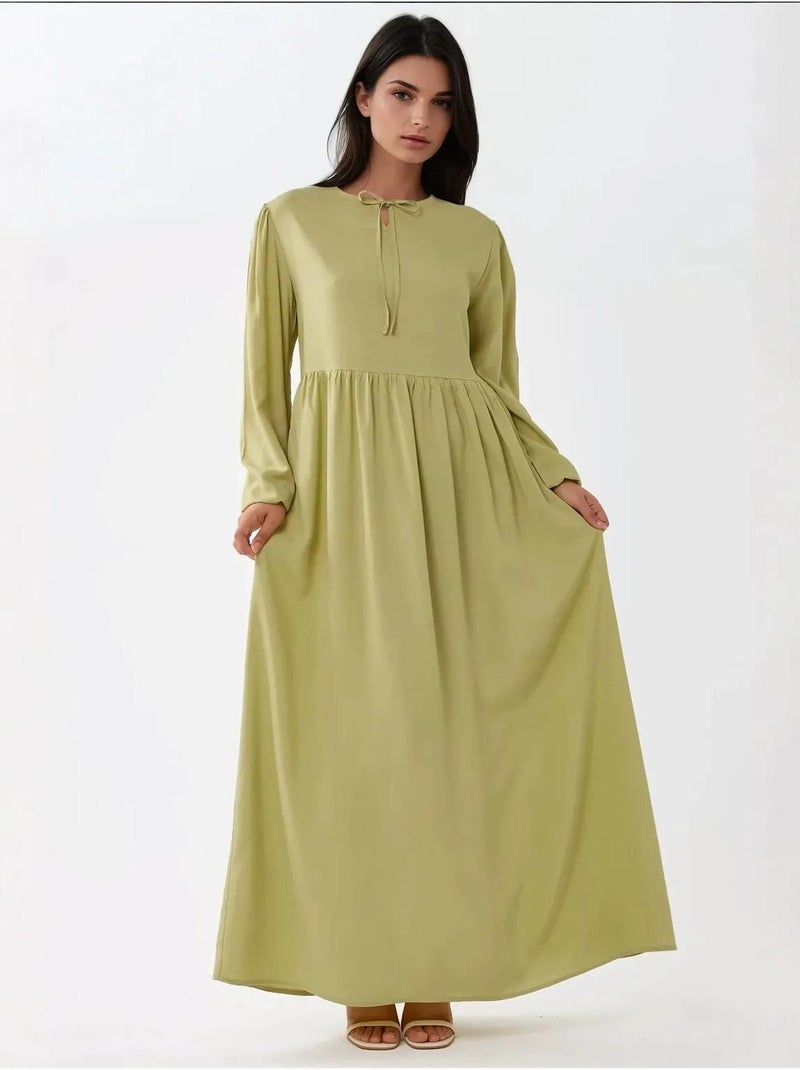 Maxi-jurk met a-vorm en ronde hals hiccup Kakigroen - Kiabi