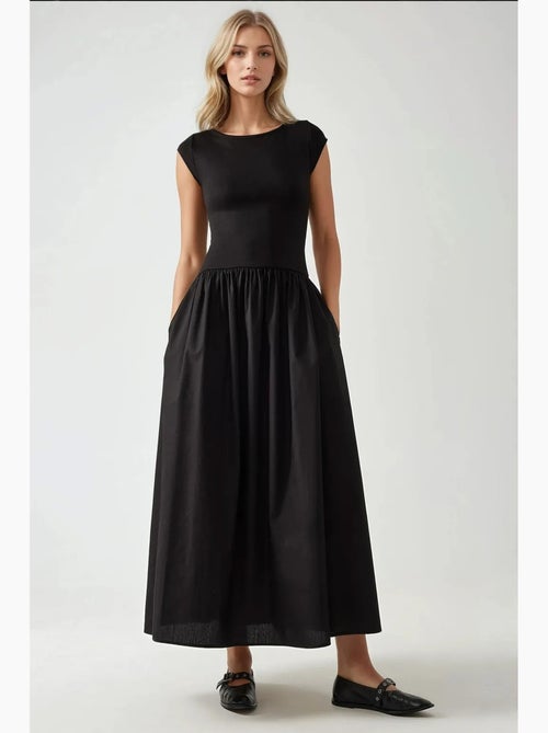 Maxi-jurk met boothals en a-vorm hiccup - Kiabi