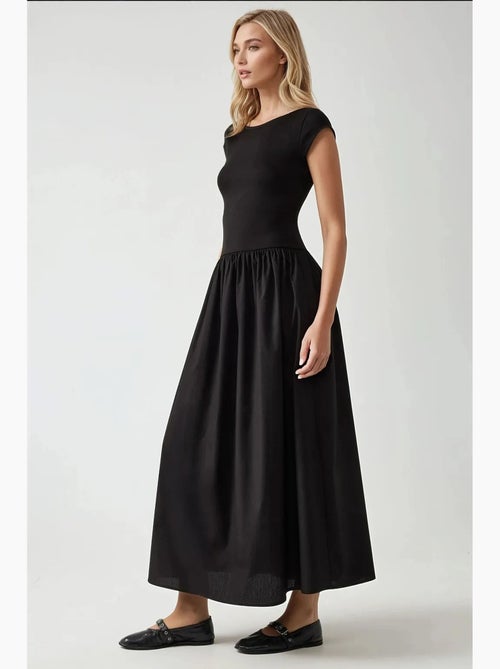 Maxi-jurk met boothals en a-vorm hiccup - Kiabi