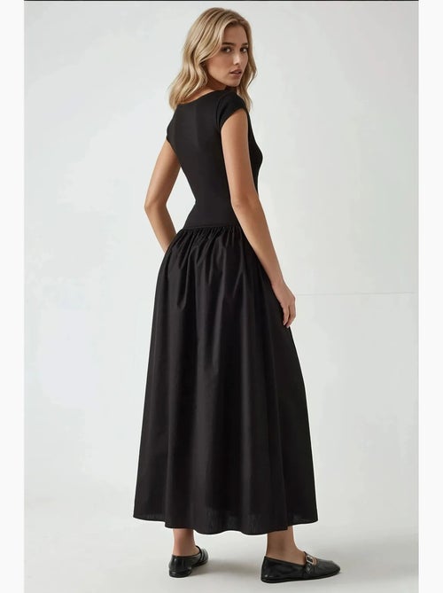 Maxi-jurk met boothals en a-vorm hiccup - Kiabi