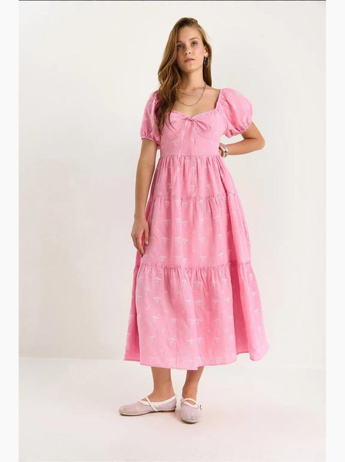 Maxi-jurk met geborduurd hartkraagje lucci - Kiabi Maxi-jurk met geborduurd hartkraagje lucci - Kiabi