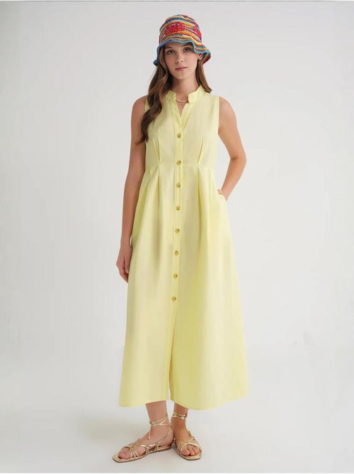 Maxi-jurk met knopen en tippetkraag mixray - Kiabi Maxi-jurk met knopen en tippetkraag mixray - Kiabi
