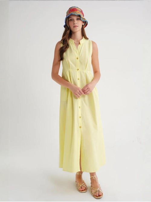 Maxi-jurk met knopen en tippetkraag mixray - Kiabi Maxi-jurk met knopen en tippetkraag mixray - Kiabi