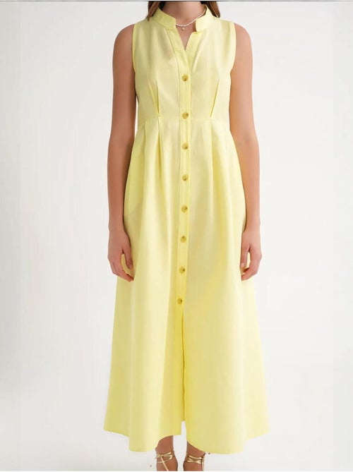 Maxi-jurk met knopen en tippetkraag mixray - Kiabi Maxi-jurk met knopen en tippetkraag mixray - Kiabi
