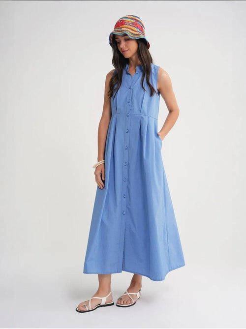 Maxi-jurk met knopen en tippetkraag mixray - Kiabi Maxi-jurk met knopen en tippetkraag mixray - Kiabi