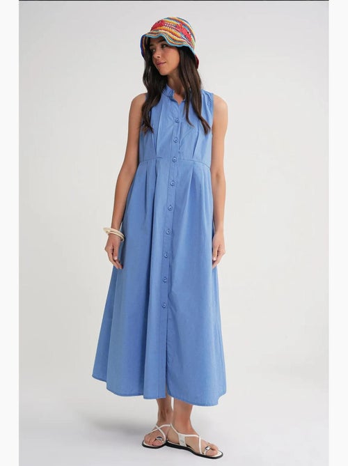 Maxi-jurk met knopen en tippetkraag mixray - Kiabi Maxi-jurk met knopen en tippetkraag mixray - Kiabi