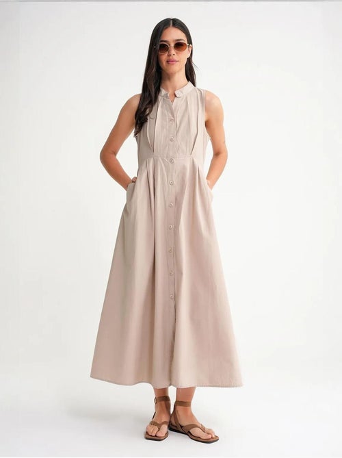 Maxi-jurk met knopen en tippetkraag mixray - Kiabi Maxi-jurk met knopen en tippetkraag mixray - Kiabi