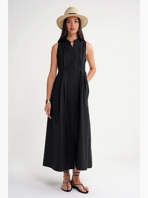 Maxi-jurk met knopen en tippetkraag mixray - Kiabi Maxi-jurk met knopen en tippetkraag mixray - Kiabi