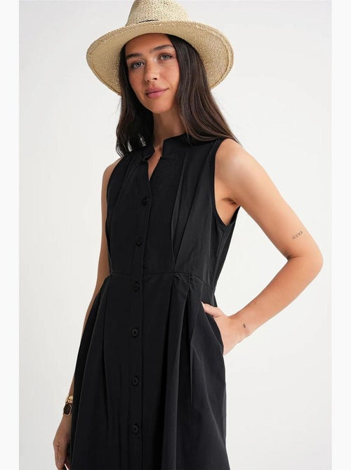 Maxi-jurk met knopen en tippetkraag mixray - Kiabi Maxi-jurk met knopen en tippetkraag mixray - Kiabi
