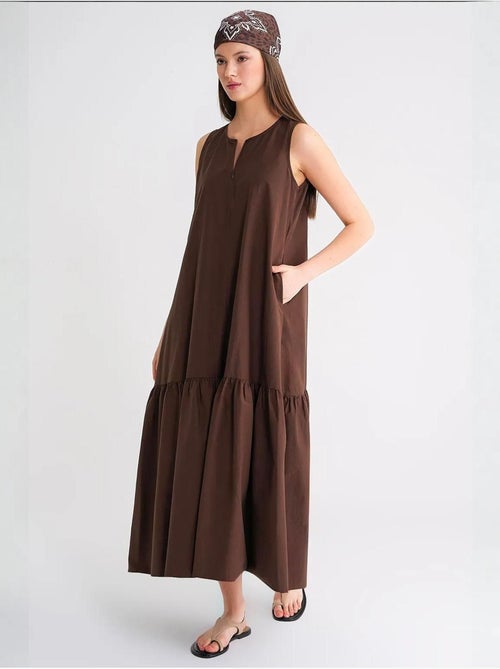 Maxi-jurk met kraag en ruchesdetails mixray - Kiabi