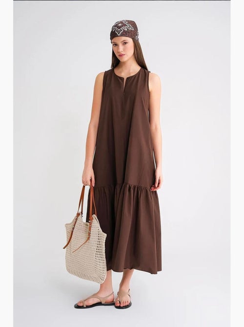 Maxi-jurk met kraag en ruchesdetails mixray - Kiabi