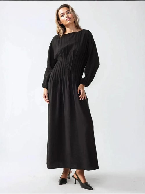 Maxi-jurk met lange mouwen en ronde hals hiccup - Kiabi