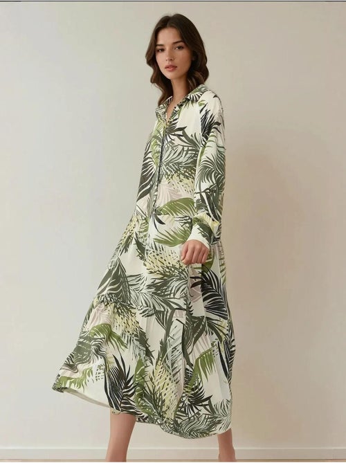 Maxi-jurk met overhemdkraag en bloemenpatroon hiccup - Kiabi