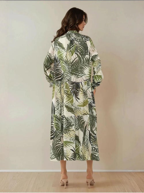 Maxi-jurk met overhemdkraag en bloemenpatroon hiccup - Kiabi