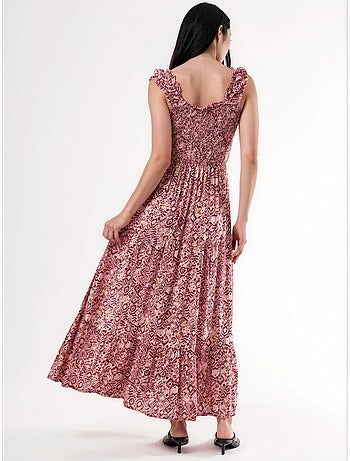 Maxi-jurk met paisleyprint en vierkante kraag busem