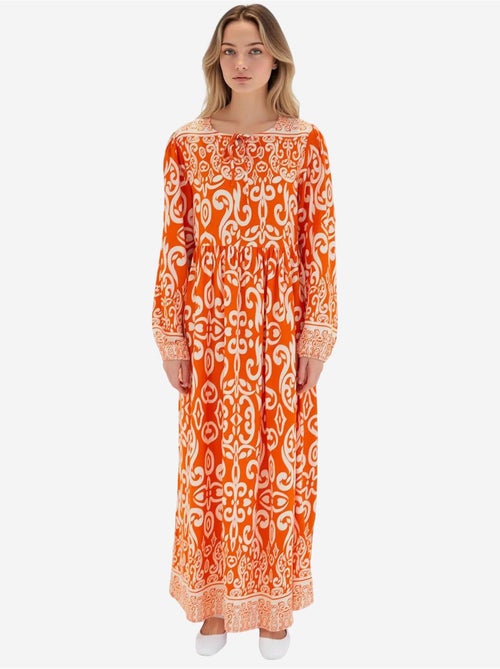 Maxi-jurk met patroon en strikdetail bdart - Kiabi Maxi-jurk met patroon en strikdetail bdart - Kiabi