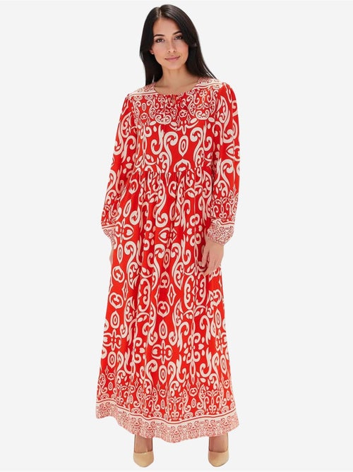Maxi-jurk met patroon en strikdetail bdart - Kiabi