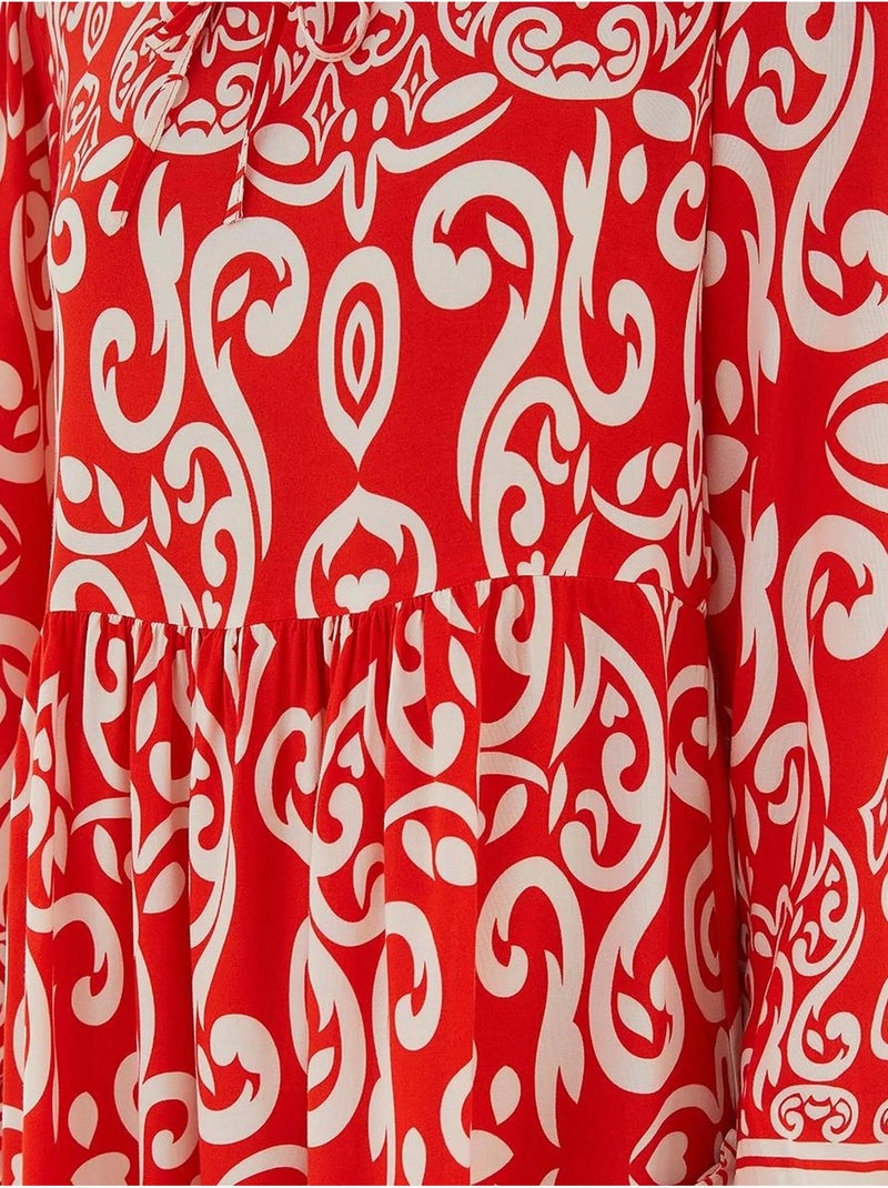 Maxi-jurk met patroon en strikdetail bdart Rood - Kiabi