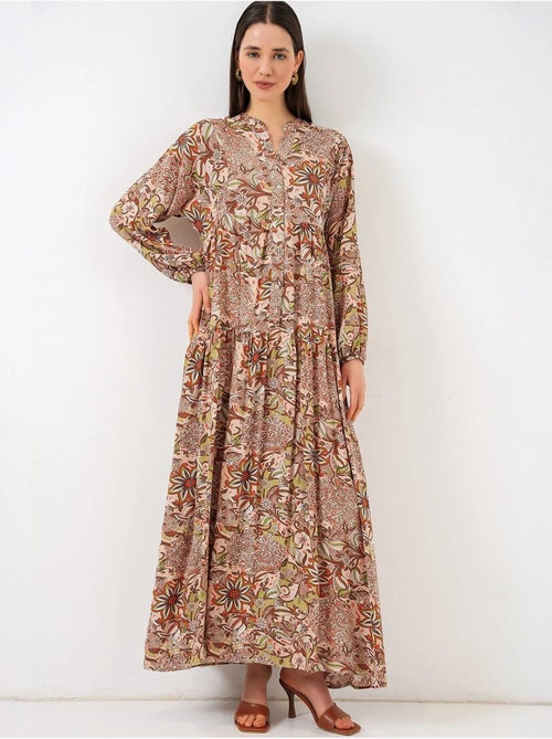Maxi-jurk met patroon en v-hals bdart - Kiabi Maxi-jurk met patroon en v-hals bdart - Kiabi