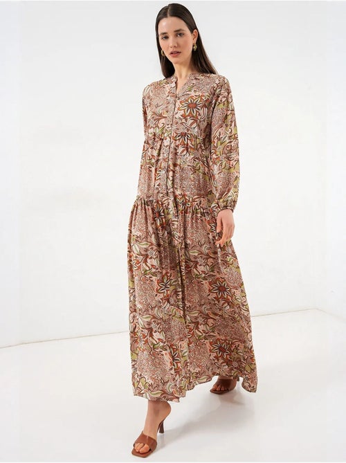 Maxi-jurk met patroon en v-hals bdart - Kiabi Maxi-jurk met patroon en v-hals bdart - Kiabi
