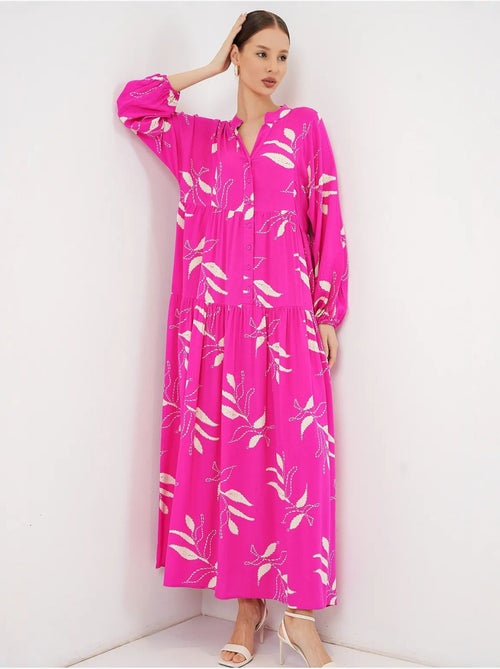 Maxi-jurk met patroon en v-hals bdart - Kiabi