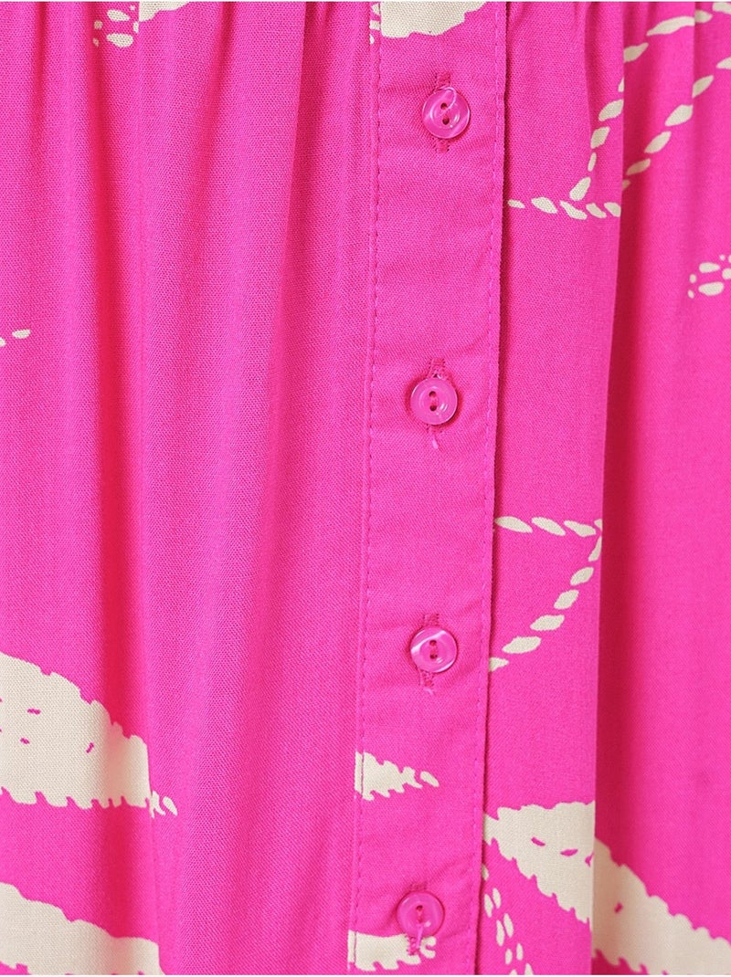Maxi-jurk met patroon en v-hals bdart Fluorroze/Solinotes - Kiabi