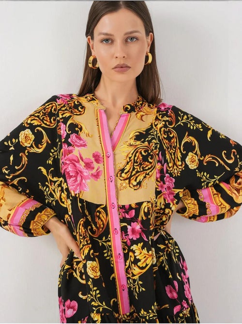 Maxi-jurk met patroon en v-hals bdart - Kiabi Maxi-jurk met patroon en v-hals bdart - Kiabi