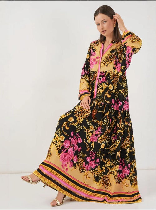 Maxi-jurk met patroon en v-hals bdart - Kiabi Maxi-jurk met patroon en v-hals bdart - Kiabi