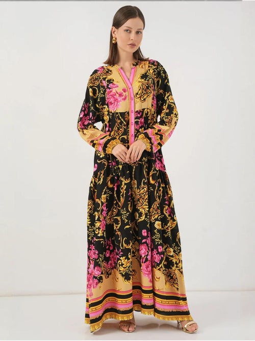 Maxi-jurk met patroon en v-hals bdart - Kiabi Maxi-jurk met patroon en v-hals bdart - Kiabi