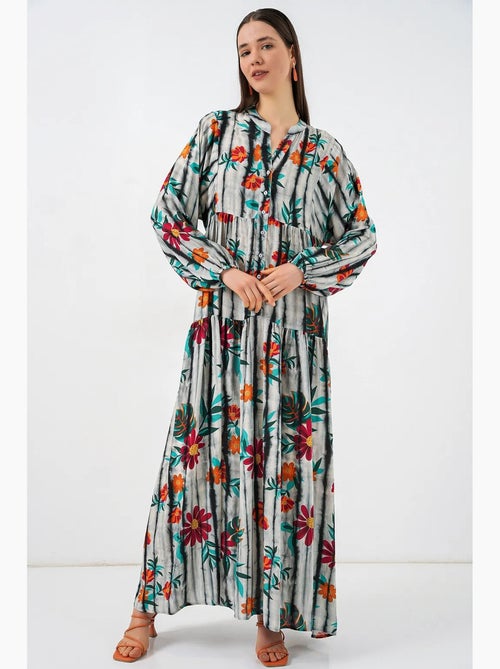 Maxi-jurk met patroon en v-hals bdart - Kiabi Maxi-jurk met patroon en v-hals bdart - Kiabi