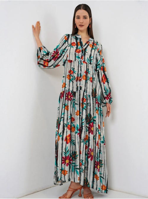Maxi-jurk met patroon en v-hals bdart - Kiabi Maxi-jurk met patroon en v-hals bdart - Kiabi