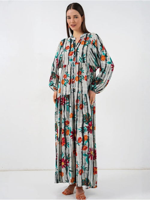 Maxi-jurk met patroon en v-hals bdart - Kiabi Maxi-jurk met patroon en v-hals bdart - Kiabi