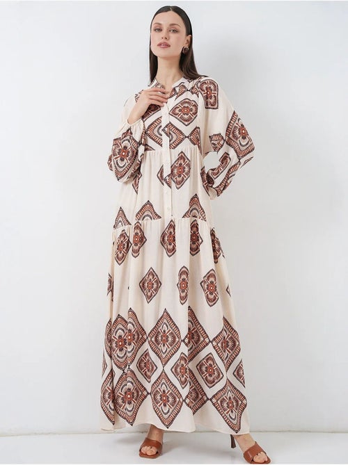 Maxi-jurk met patroon en v-hals bdart - Kiabi