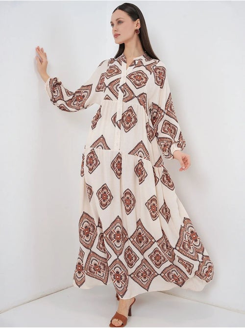 Maxi-jurk met patroon en v-hals bdart - Kiabi
