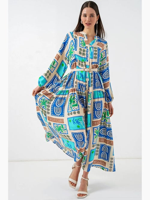 Maxi-jurk met patroon en v-hals bdart - Kiabi