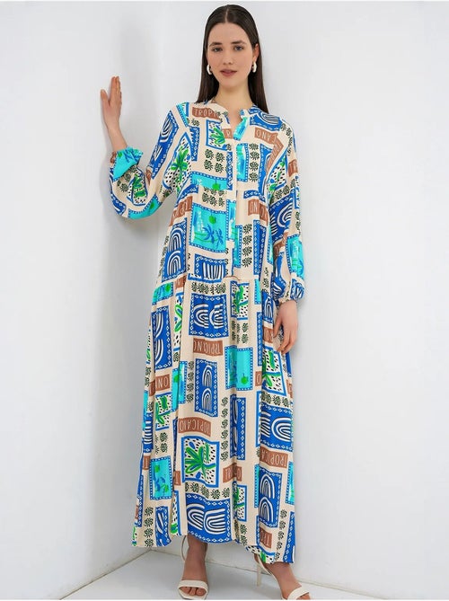 Maxi-jurk met patroon en v-hals bdart - Kiabi