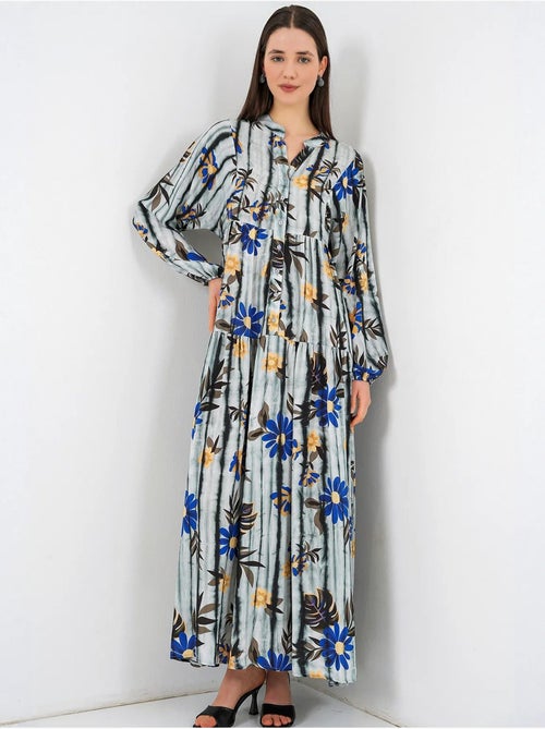 Maxi-jurk met patroon en v-hals bdart - Kiabi Maxi-jurk met patroon en v-hals bdart - Kiabi