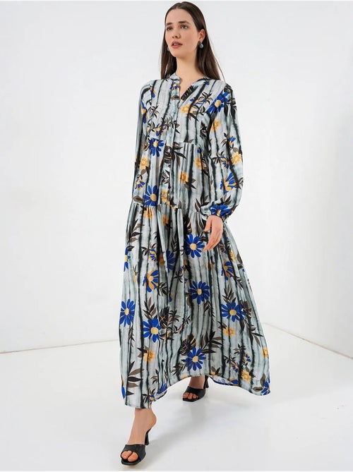 Maxi-jurk met patroon en v-hals bdart - Kiabi Maxi-jurk met patroon en v-hals bdart - Kiabi