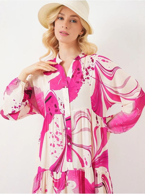 Maxi-jurk met patroon en v-hals bdart - Kiabi Maxi-jurk met patroon en v-hals bdart - Kiabi