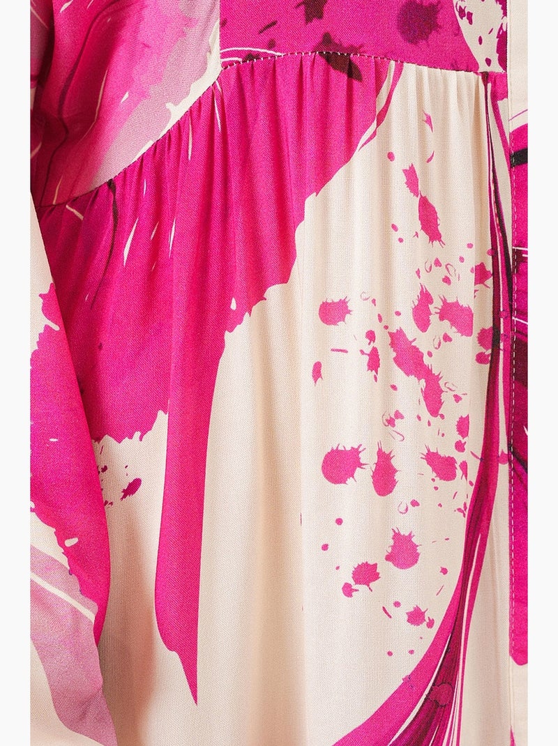Maxi-jurk met patroon en v-hals bdart Magenta - Kiabi