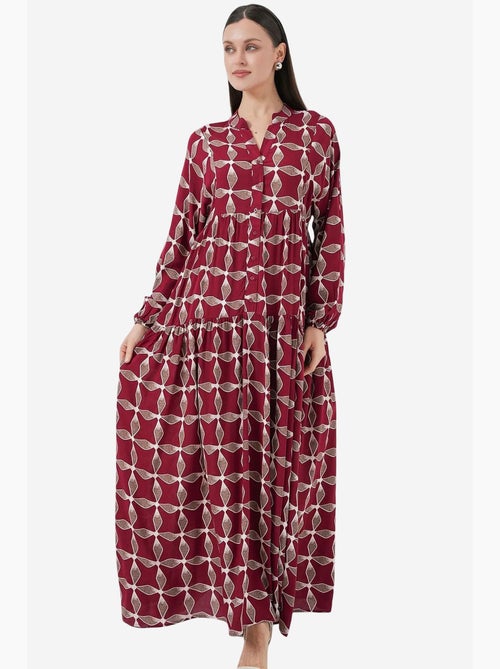Maxi-jurk met patroon en v-hals bdart - Kiabi