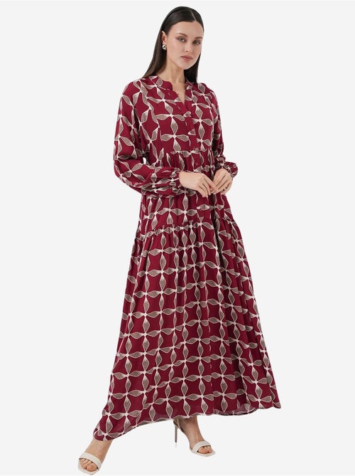 Maxi-jurk met patroon en v-hals bdart - Kiabi