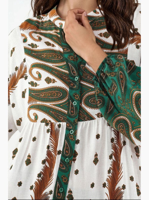 Maxi-jurk met patroon en v-hals bdart - Kiabi Maxi-jurk met patroon en v-hals bdart - Kiabi